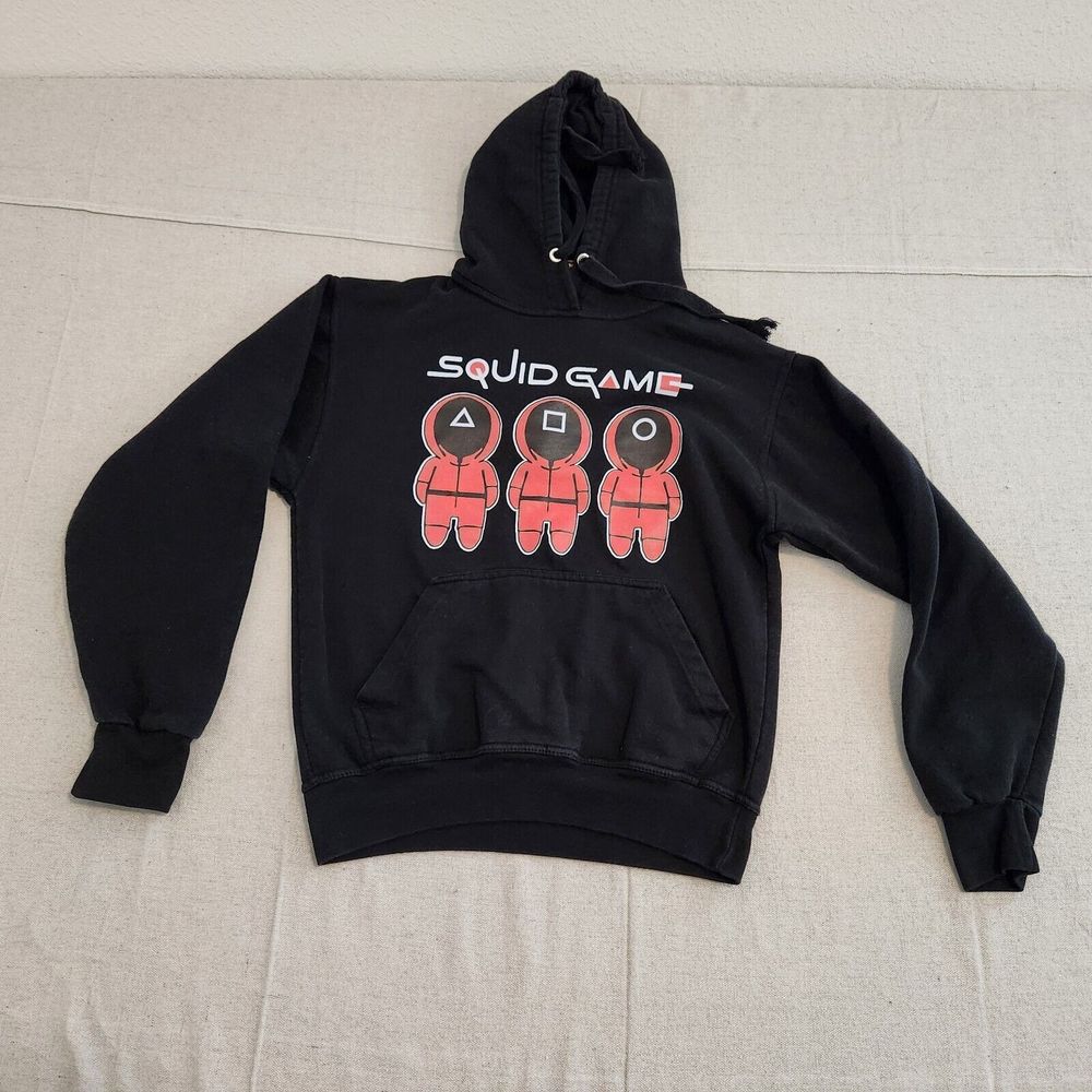 Squid Game Jon Lauren Hoodie Mens Small Black Pullover Long Sleeve Sweater
